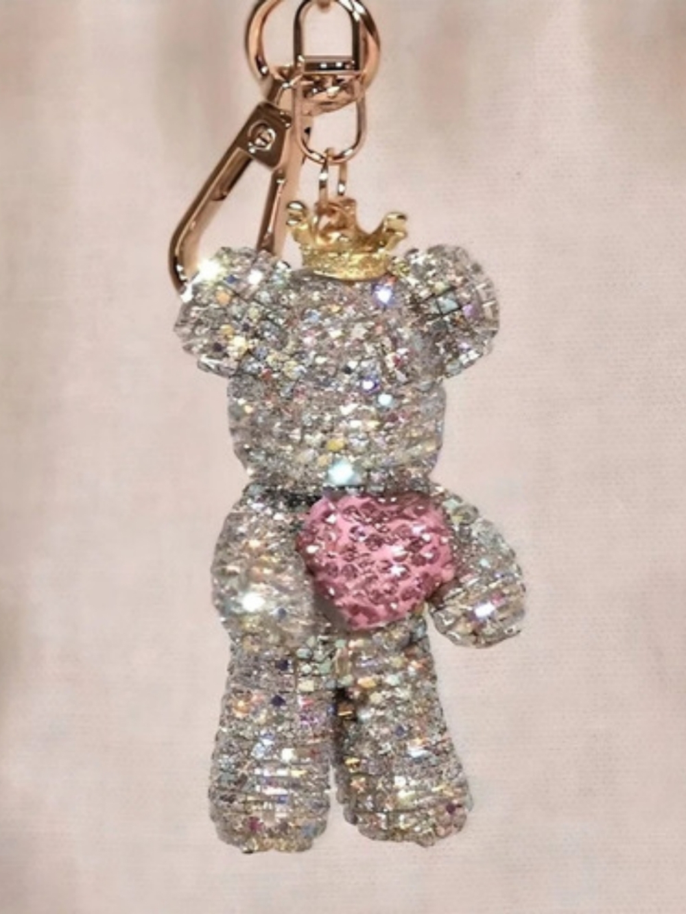 Beaded Bear Keychain Pink & Blue Set Of 3